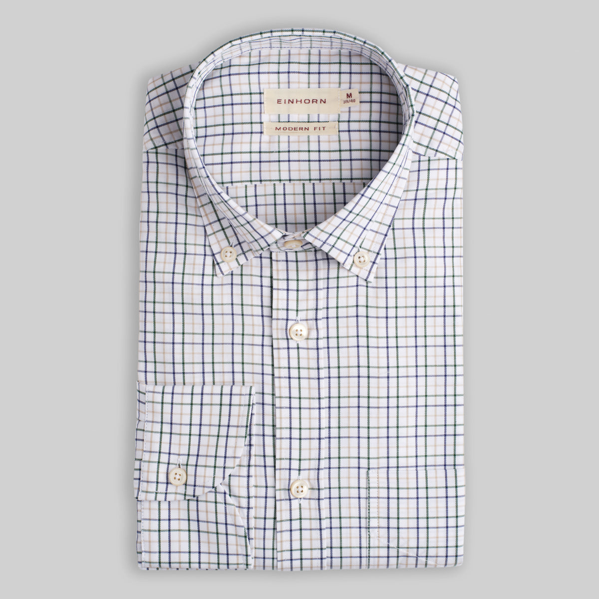 Hemd Modern Fit Twill blau / beige kariert