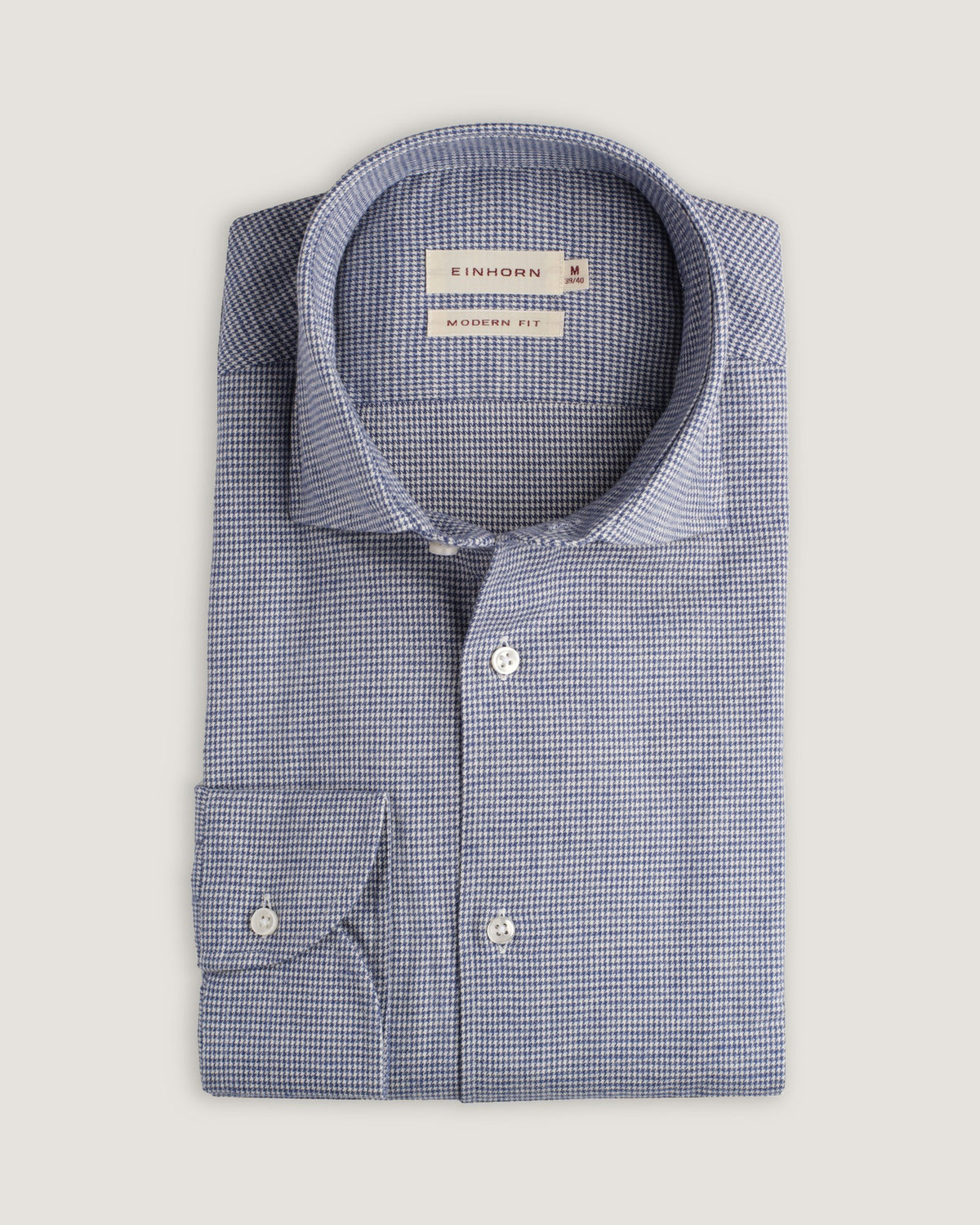 Flanellhemd Modern Fit Houndstooth Blau/Grau