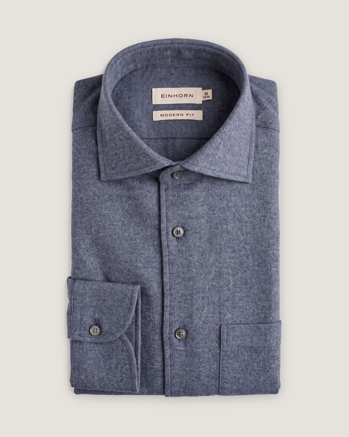 Hemd Modern Fit Flanell Grau mit Brusttasche