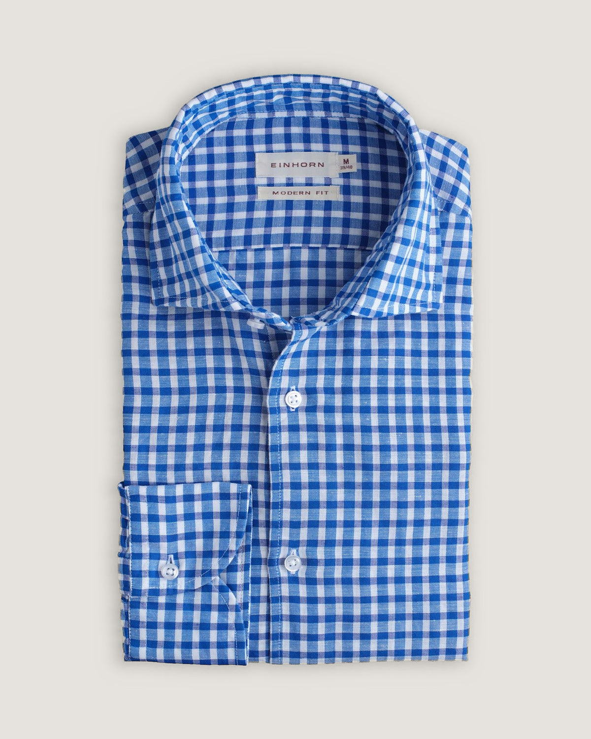 Hemd Modern Fit Vichy Blau aus Leinen.