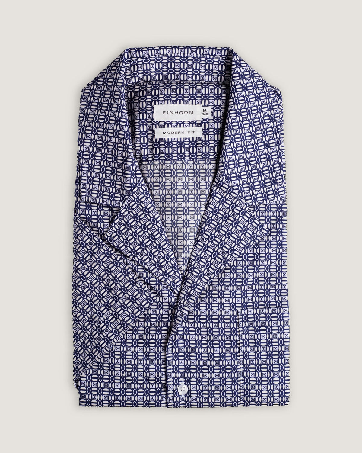 Resort-Hemd Gewaschen Blumenprint Blau/Weiss – Detailansicht