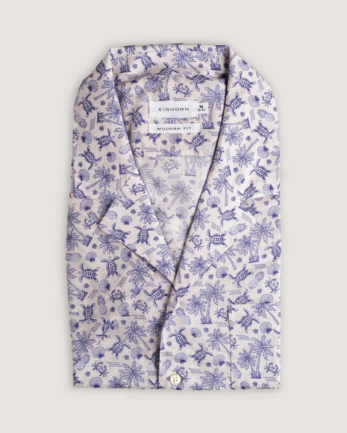 Resort-Hemd Gewaschen Print Grau/Blau – Detailansicht