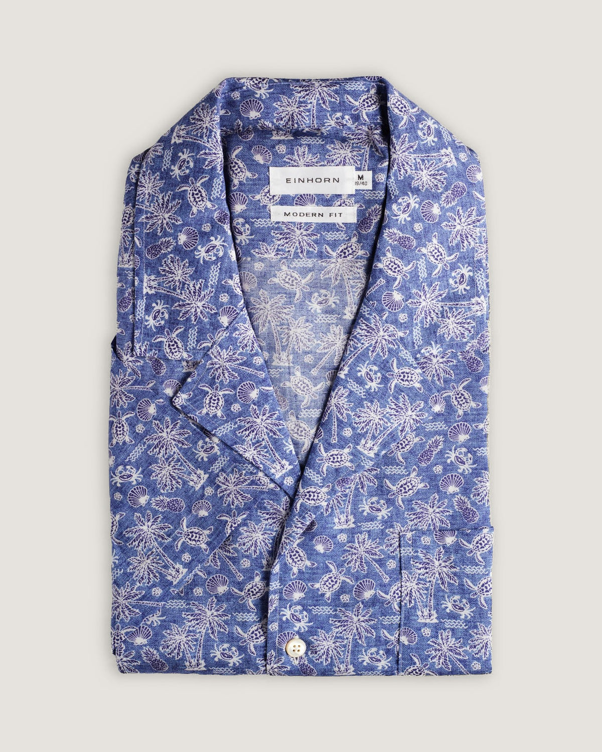Resort-Hemd Gewaschen Print Blau/Navy – Detailansicht 1