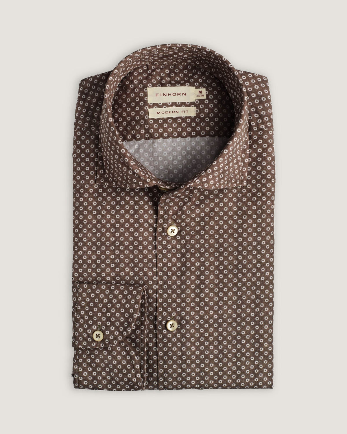 Hemd Modern Fit Gewaschen Print Braun/Weiss