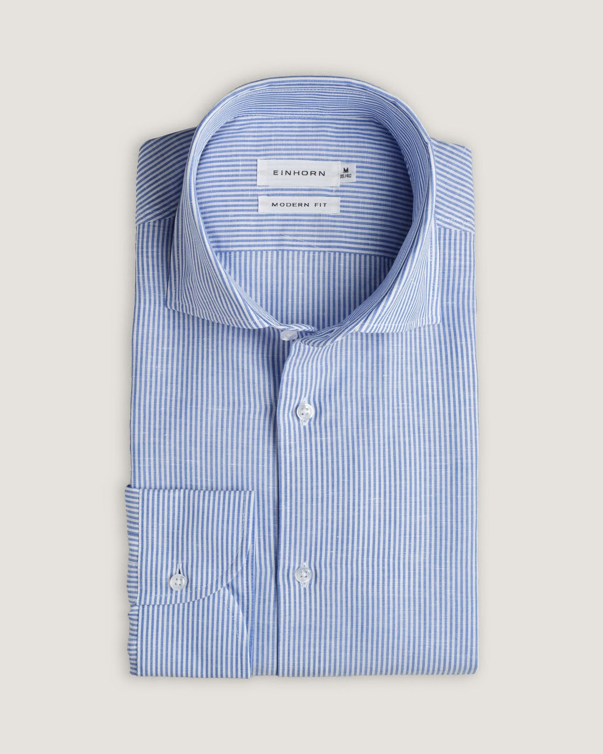 Leinenhemd Modern Fit Blau Gestreift