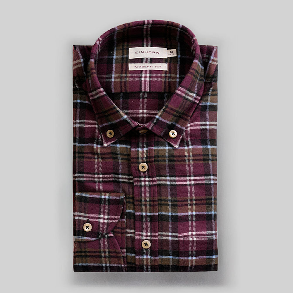Flanellhemd Modern Fit mit Karomuster und Kontrastbesatz