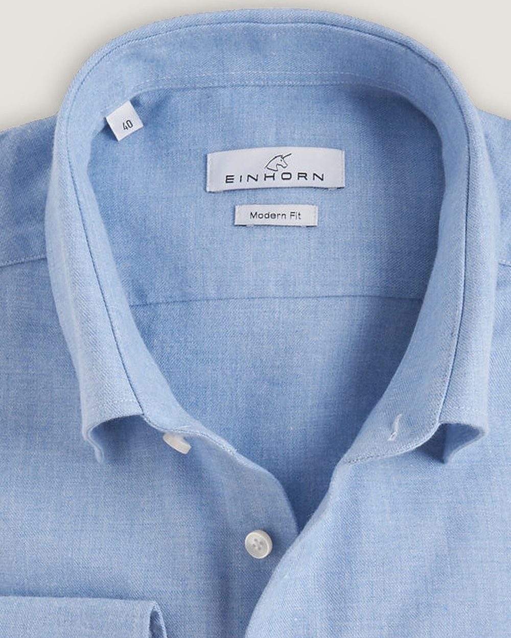 Flanellhemd Modern Fit Hellblau, Detail Kragen