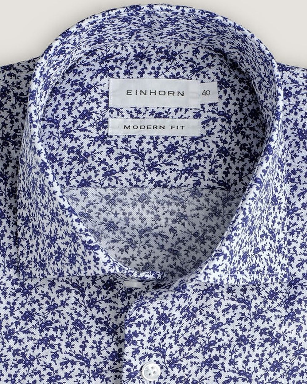 Hemd Modern Fit Non Iron Blumenprint Weiss, Detail Kragen
