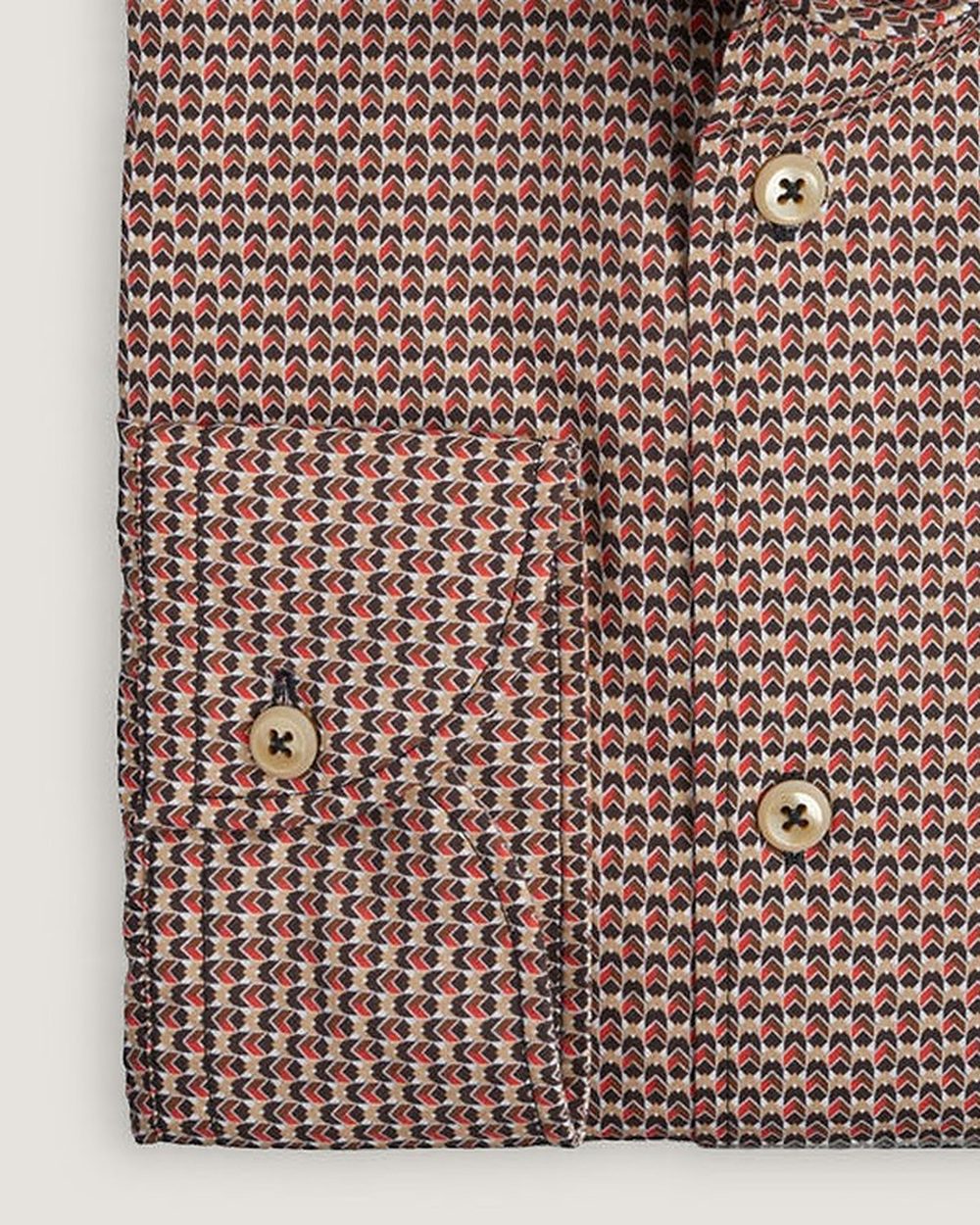 Hemd Modern Fit Grafikprint Beige, Detail Manschette und Stoff