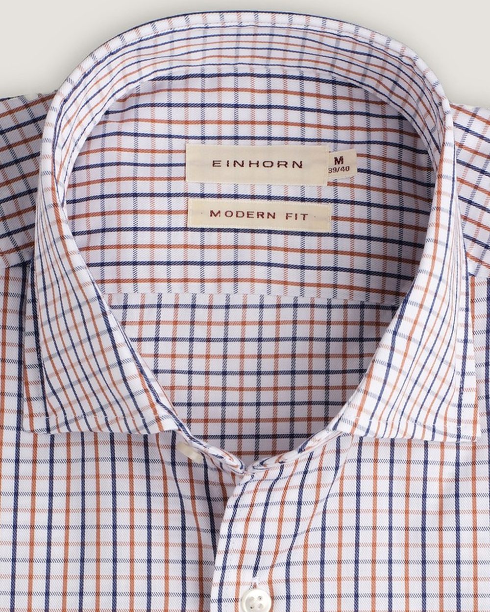 Hemd Modern Fit Karo Navy/Orange, Detail Kragen