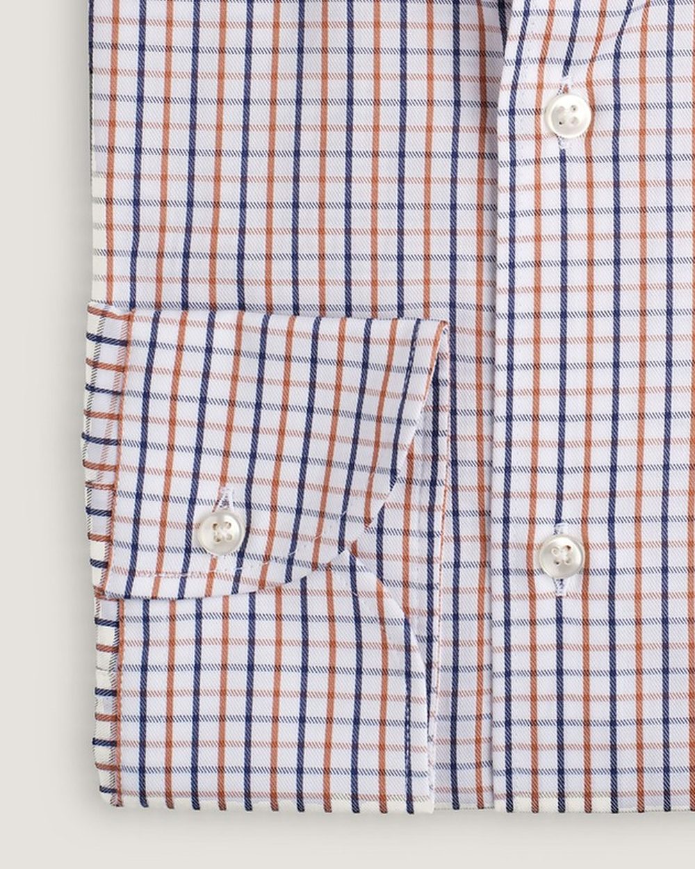 Hemd Modern Fit Karo Navy/Orange, Detail Manschette und Stoff