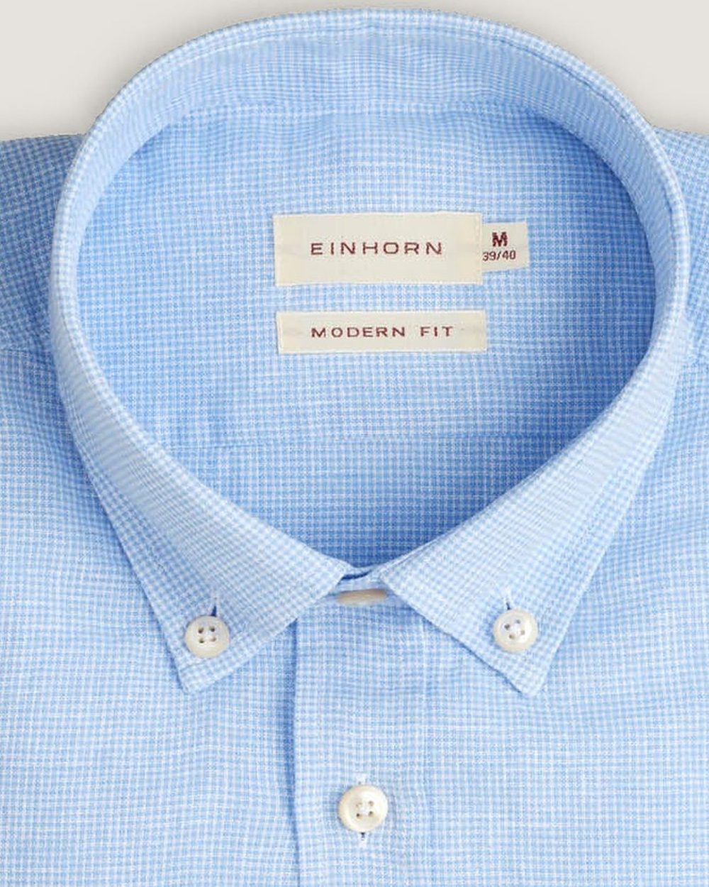 Leinenhemd Modern Fit Button Down Blau, Detail Kragen
