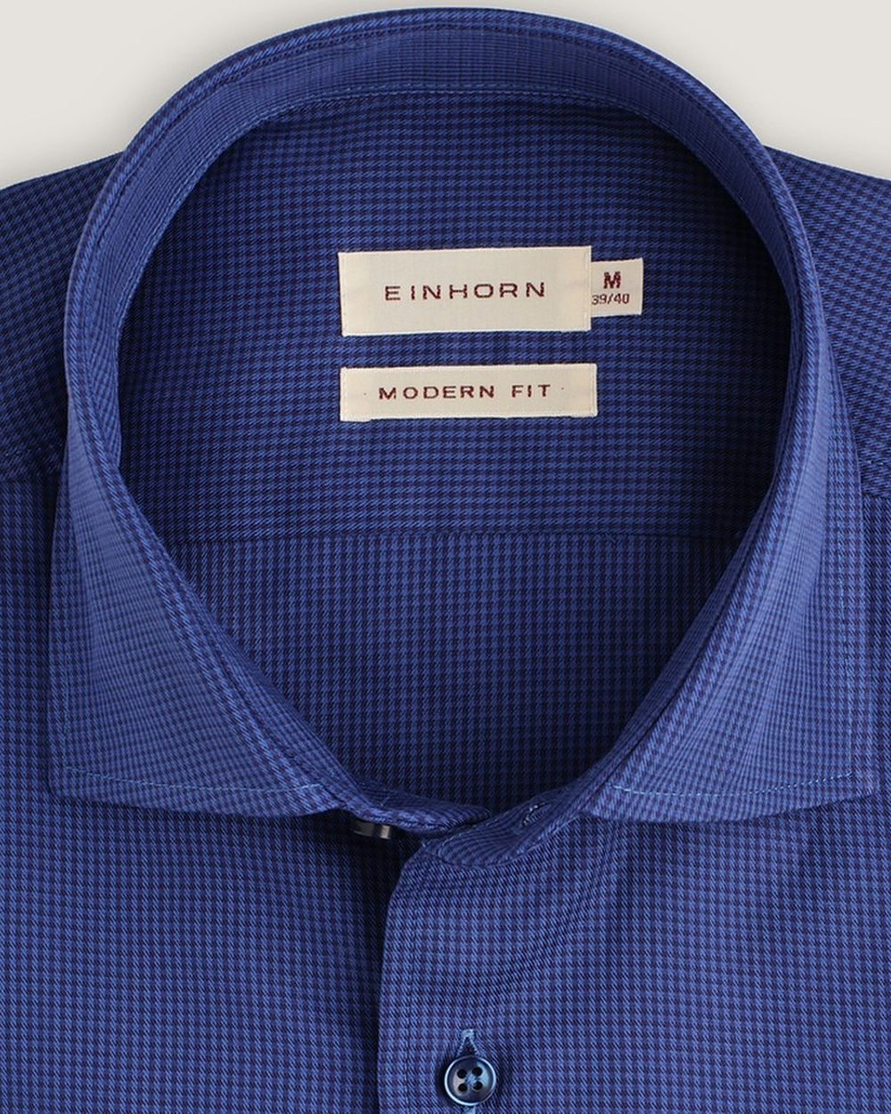 Hemd Modern Fit Mikro Karo Blau, Detail Kragen
