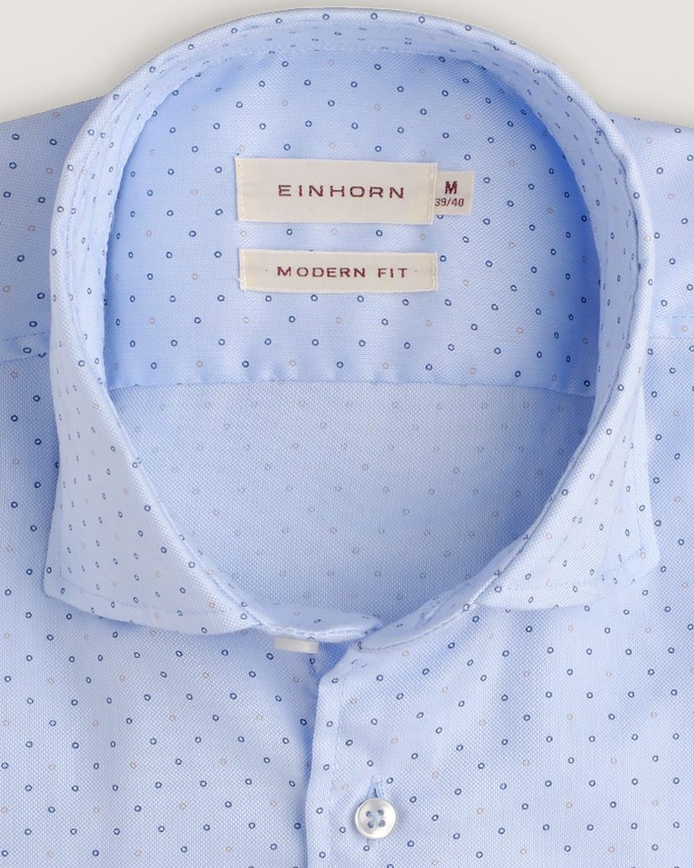 Hemd Modern Fit Mikroprint Blau, Detail Kragen