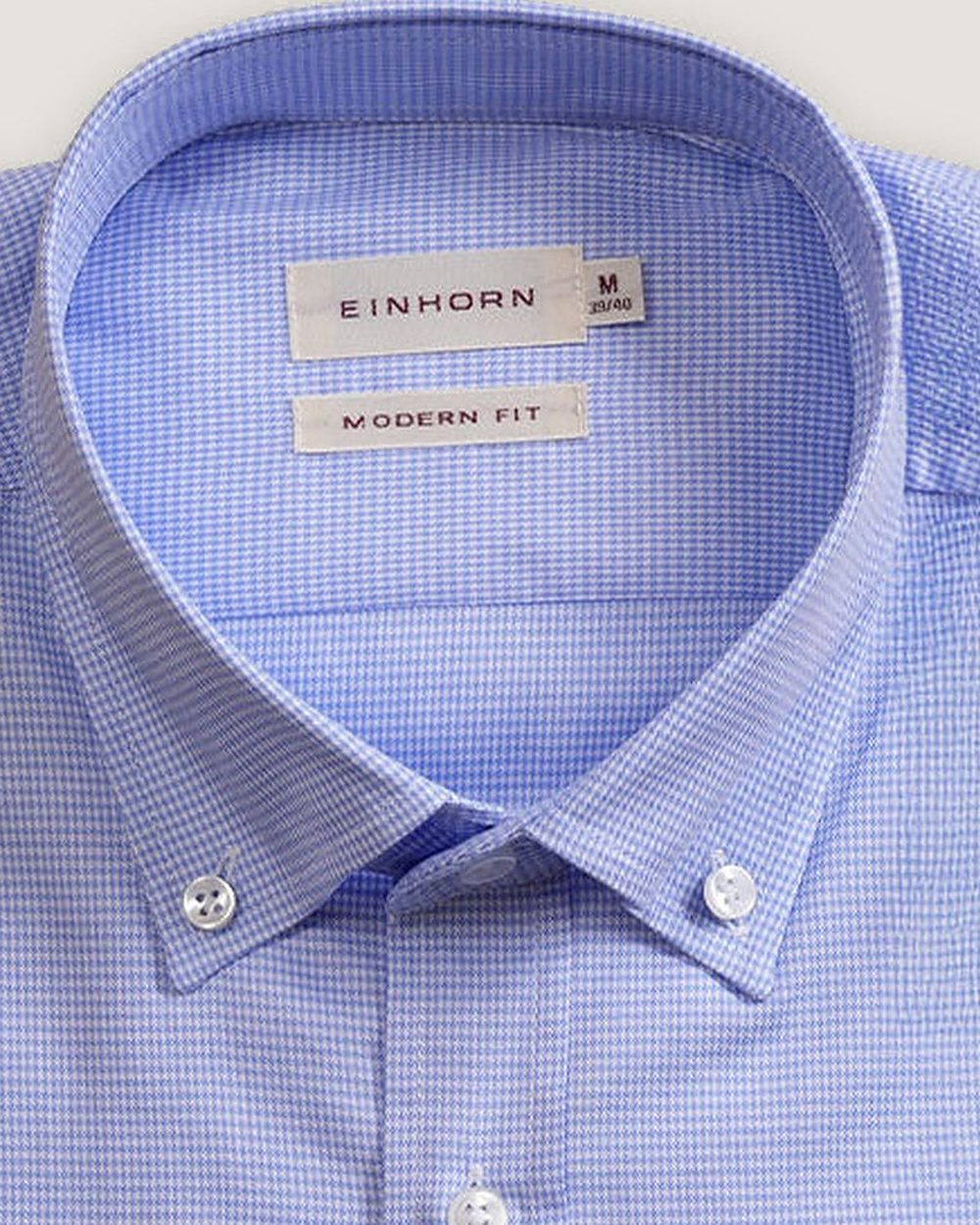Hemd Modern Fit Mikrokaro Blau, Detail Kragen