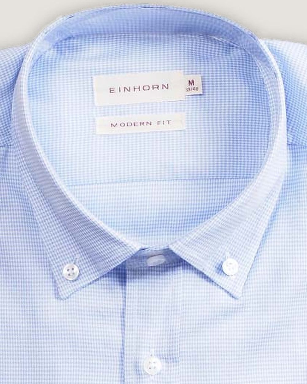 Hemd Modern Fit Mikrokaro Hellblau, Detail Kragen