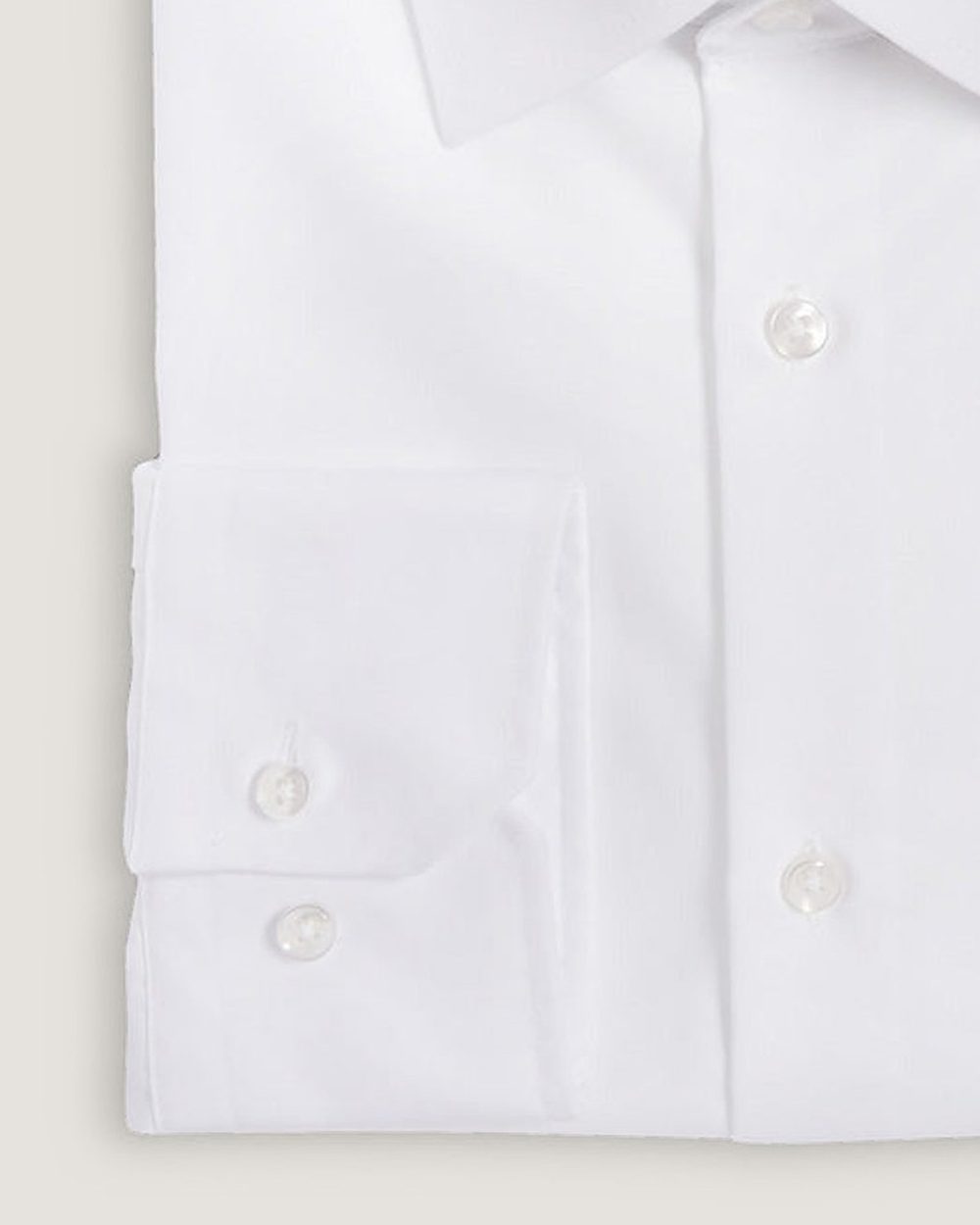 Hemd Modern Fit Non Iron Weiss, Detail Manschette und Stoff