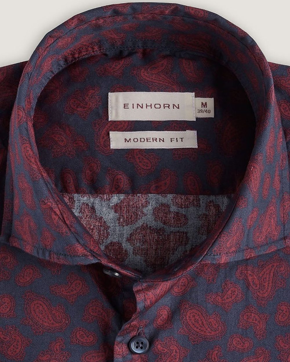 Hemd Modern Fit Paisley Rot, Detail Kragen
