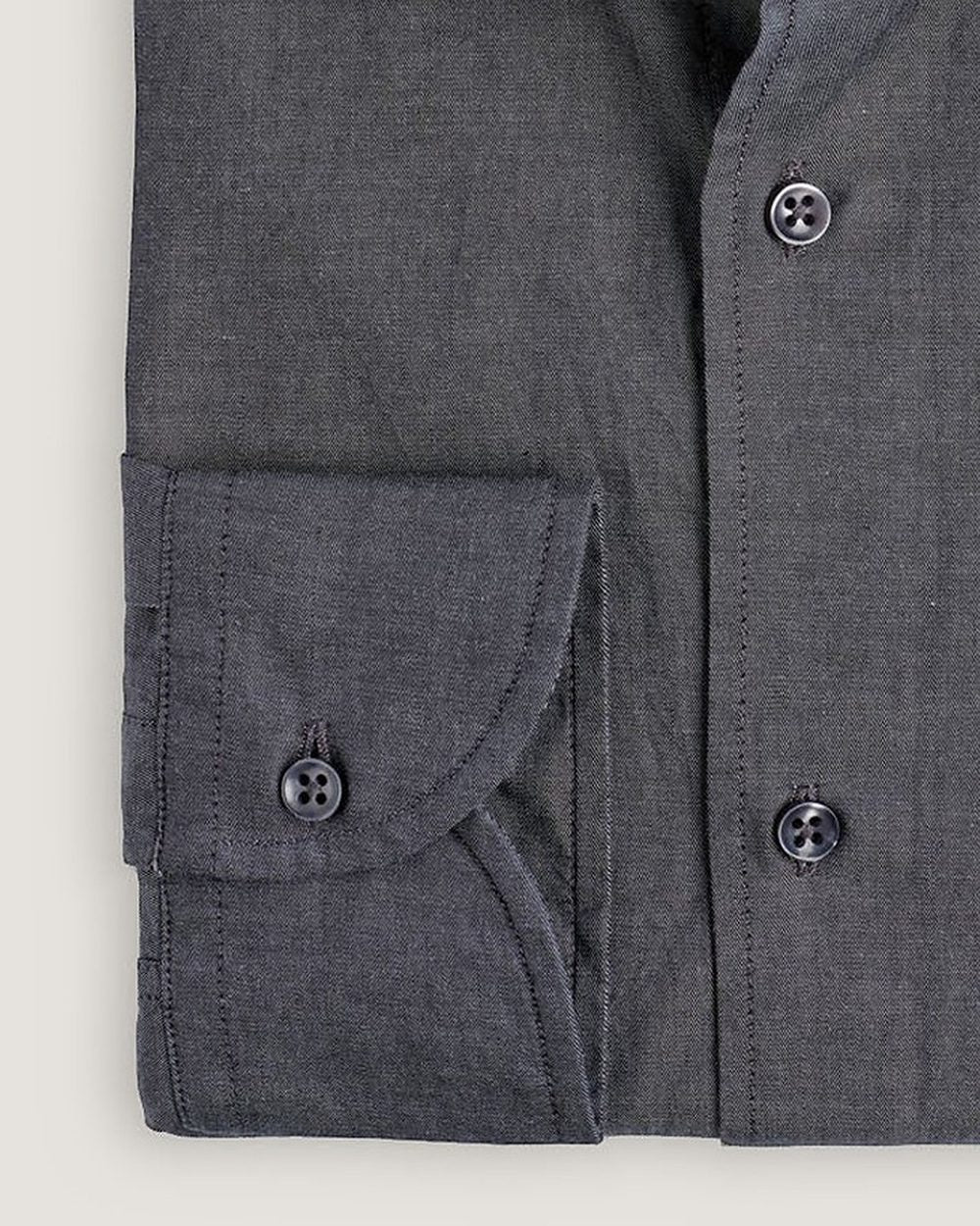 Hemd Modern Fit Twill Schwarz, Detail Manschette und Stoff