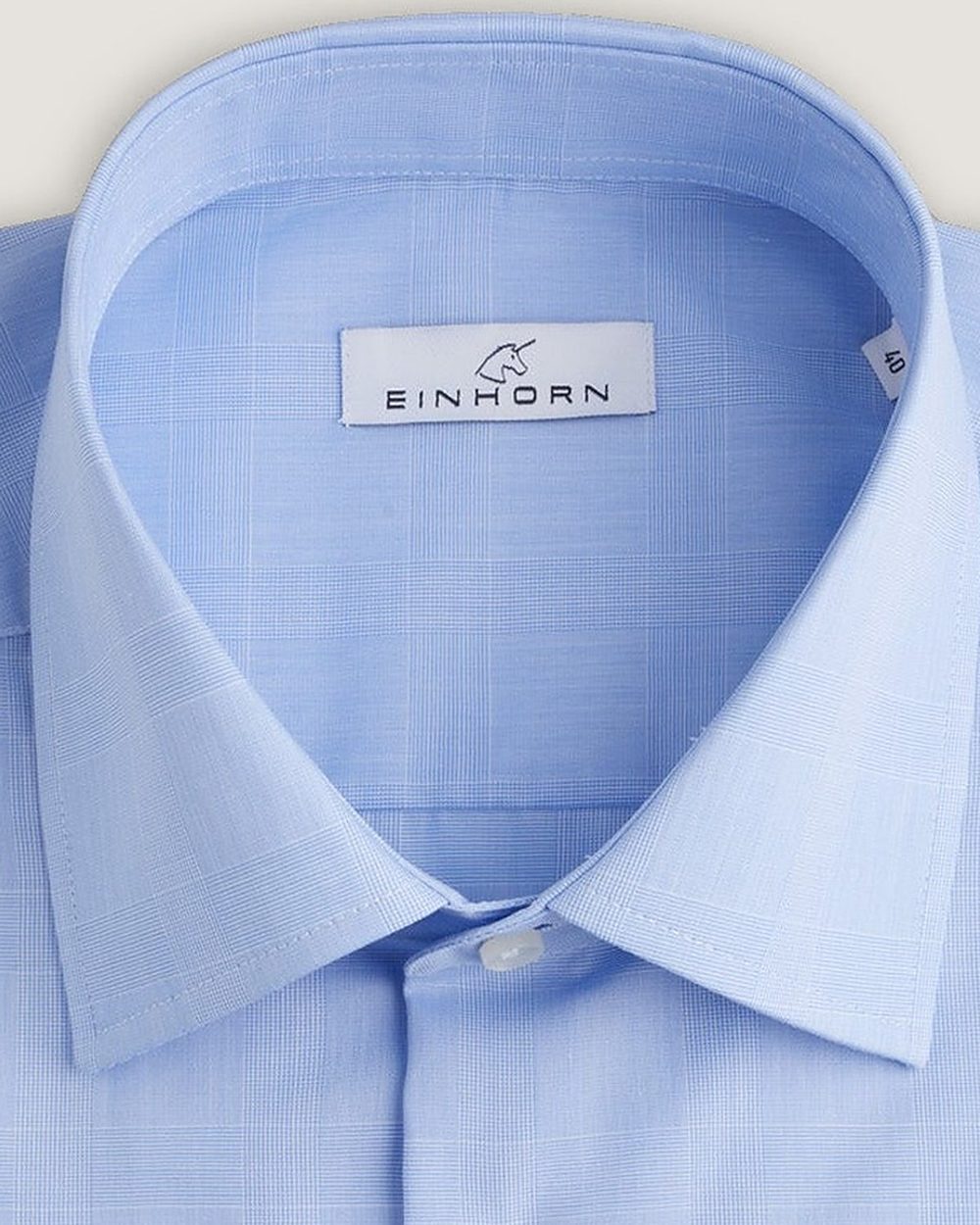 Hemd Regular Fit Non Iron Blau Kariert, Detail Kragen