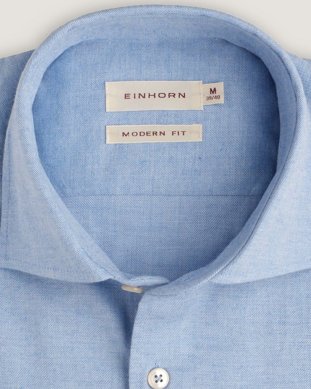 Flanellhemd Modern Fit Hellblau, Detail Kragen