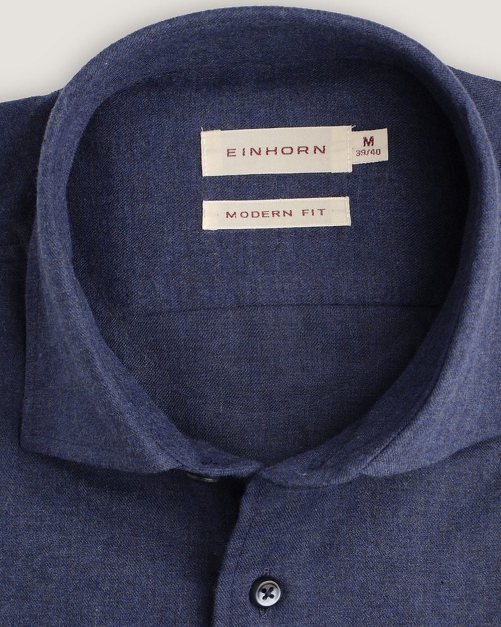 Flanellhemd Modern Fit Blau, Detail Kragen