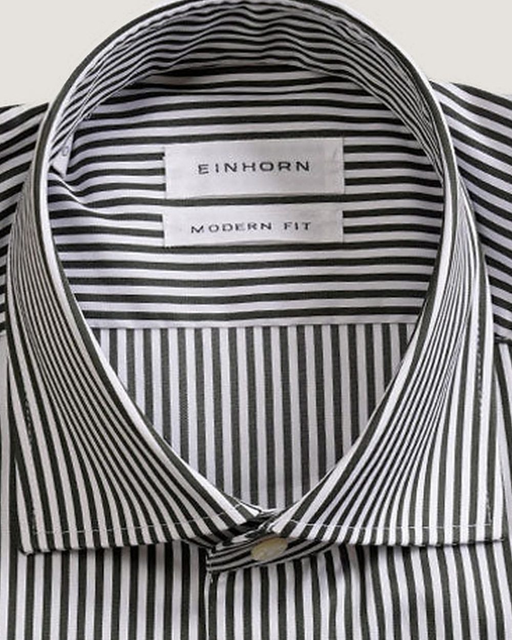 Hemd Modern Fit Grün Gestreift, Detail Kragen