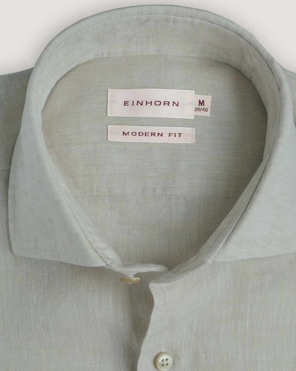 Leinenhemd Modern Fit Khaki, Detail Kragen