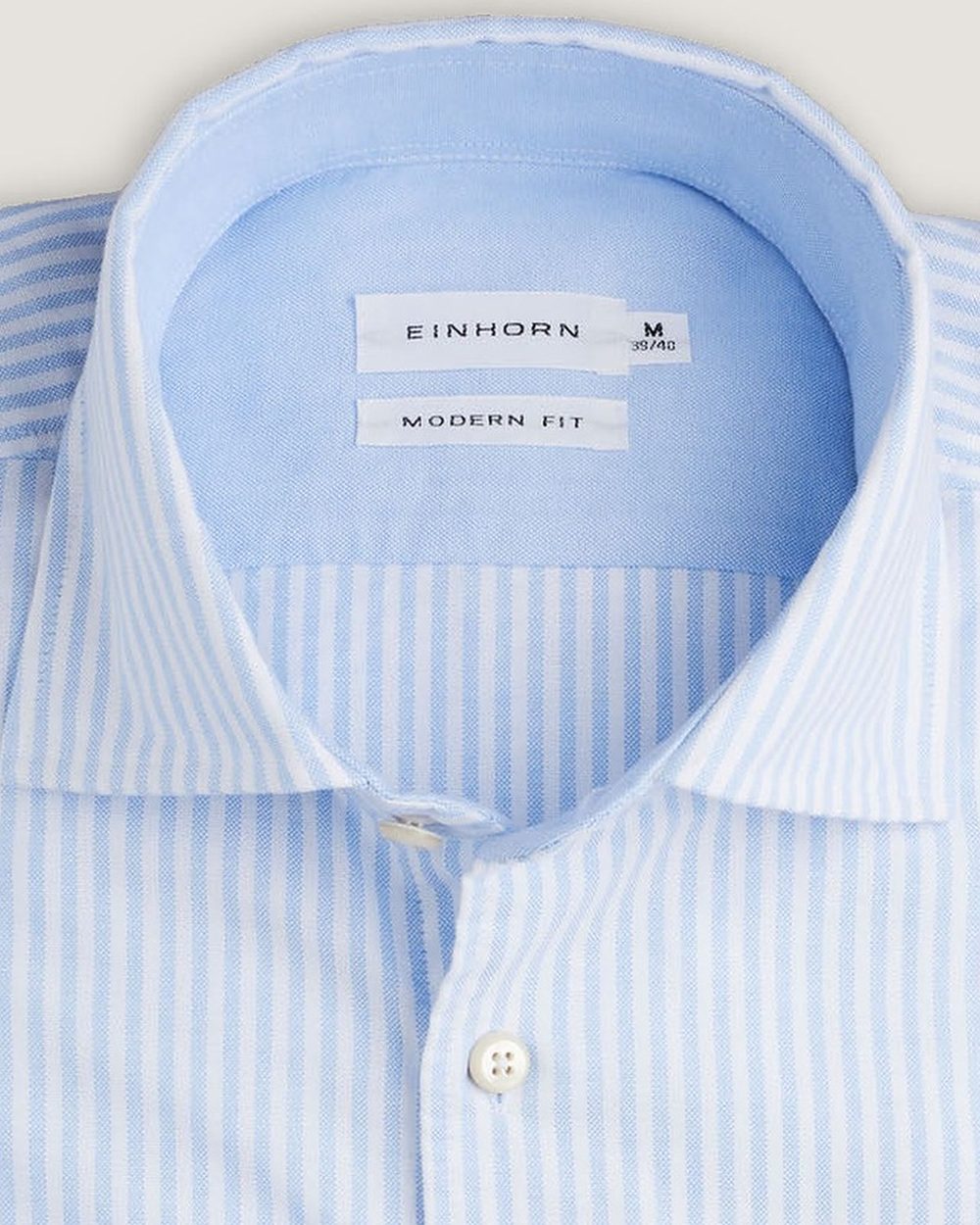 Oxfordhemd Modern Fit Hellblau Gestreift mit Kontrast, Detail Kragen
