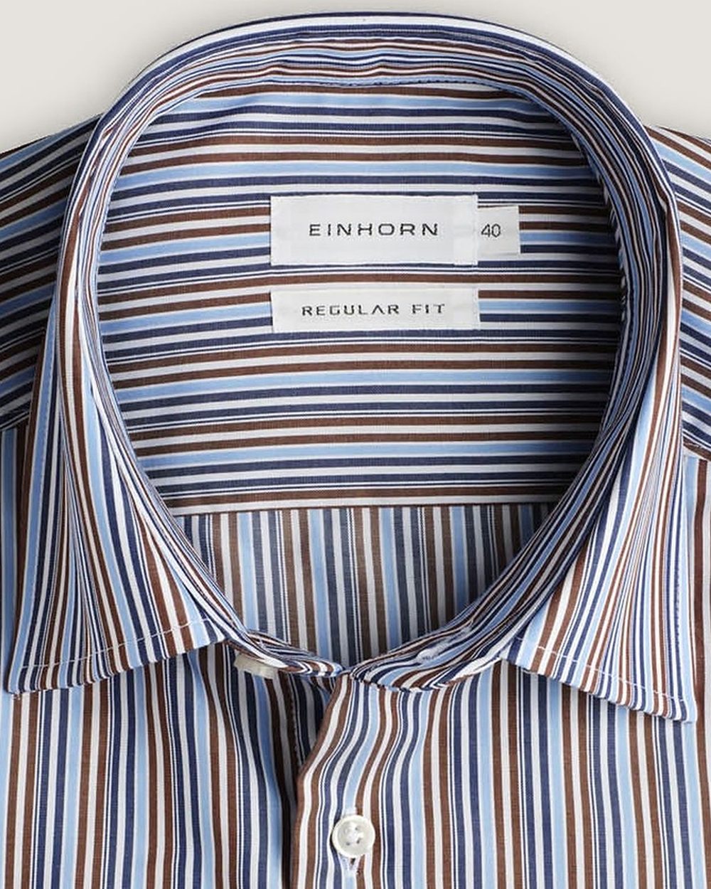 Hemd Regular Fit Braun Gestreift, Detail Kragen