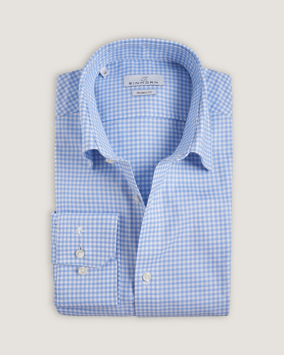 Hellblau kariertes Einhorn Hemd Zeitgemäße Passform Masstabelle 100% Cotton Kragen Jamie Fit Modern Article 340317102/1