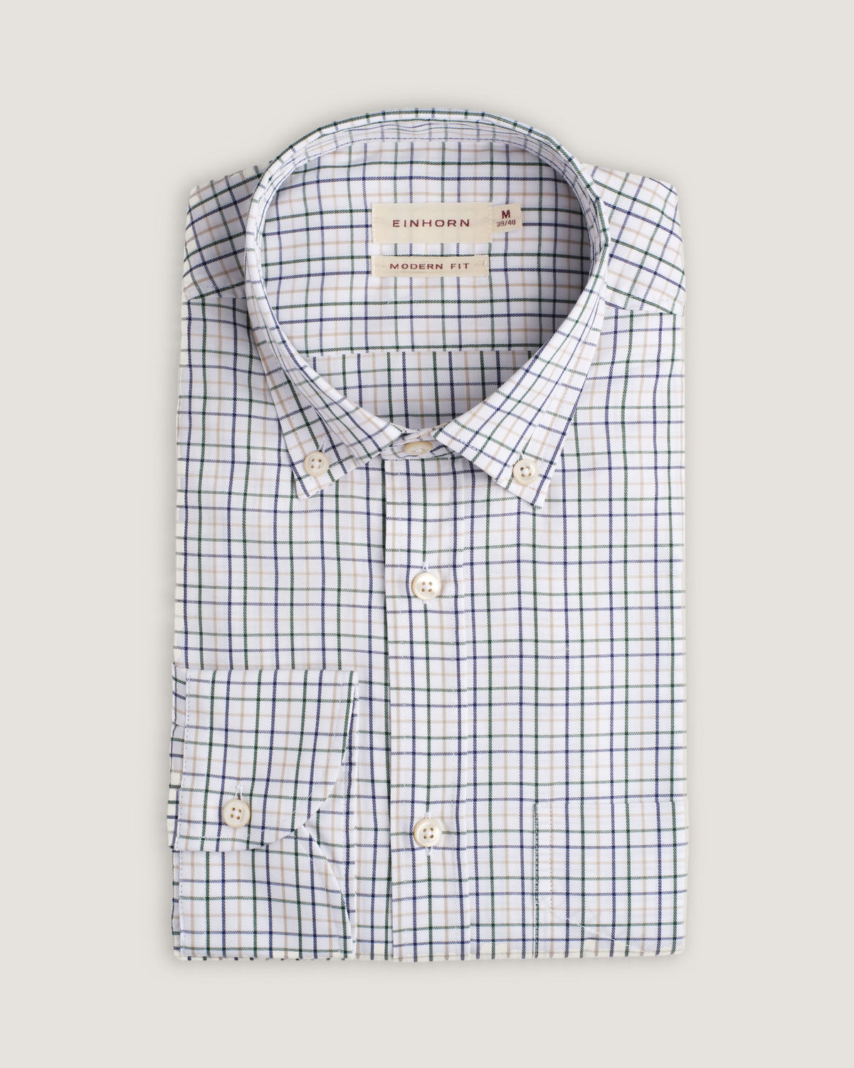 Hemd Modern Fit Twill Blau/Beige Kariert
