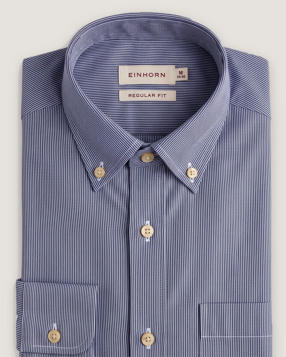 Hemd Regular Fit Mikro Karo Navy mit Button Down und Brusttasche, Detail Kragen
