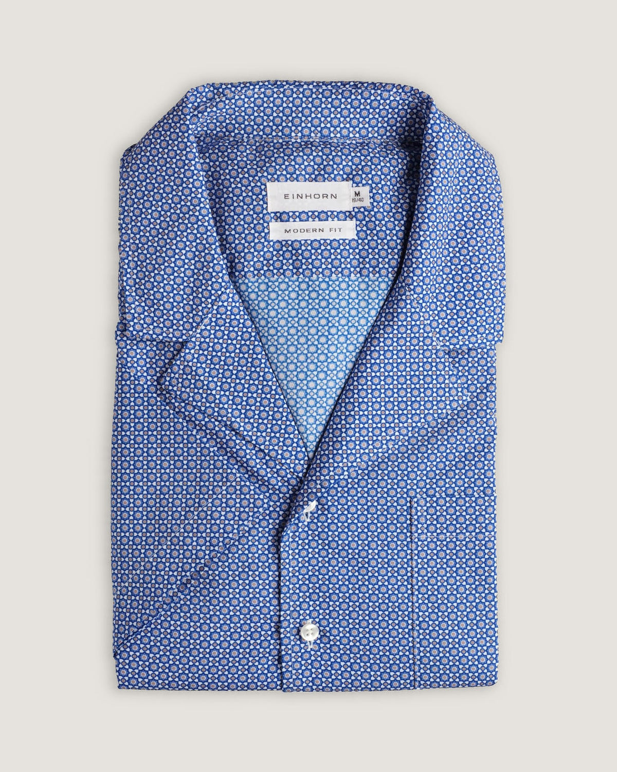 Resort-Hemd Gewaschen Blumenprint Navy/Weiss – Detailansicht