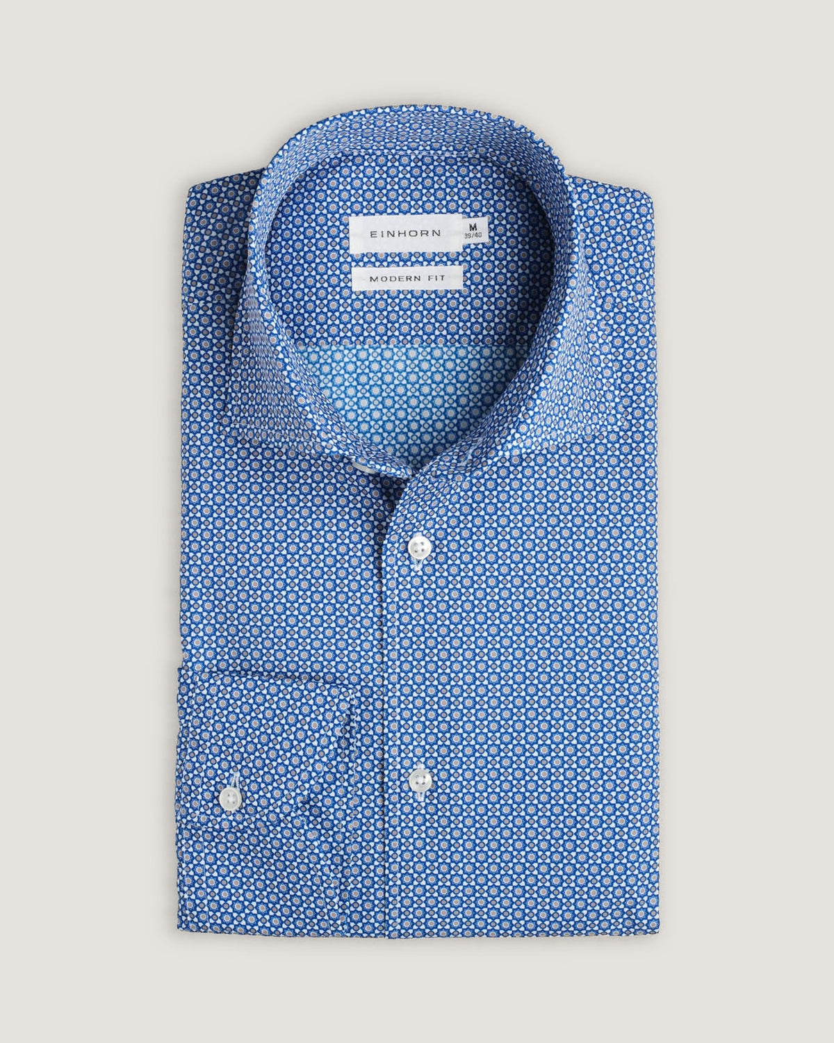 Hemd Modern Fit Gewaschen Print Braun/Blau
