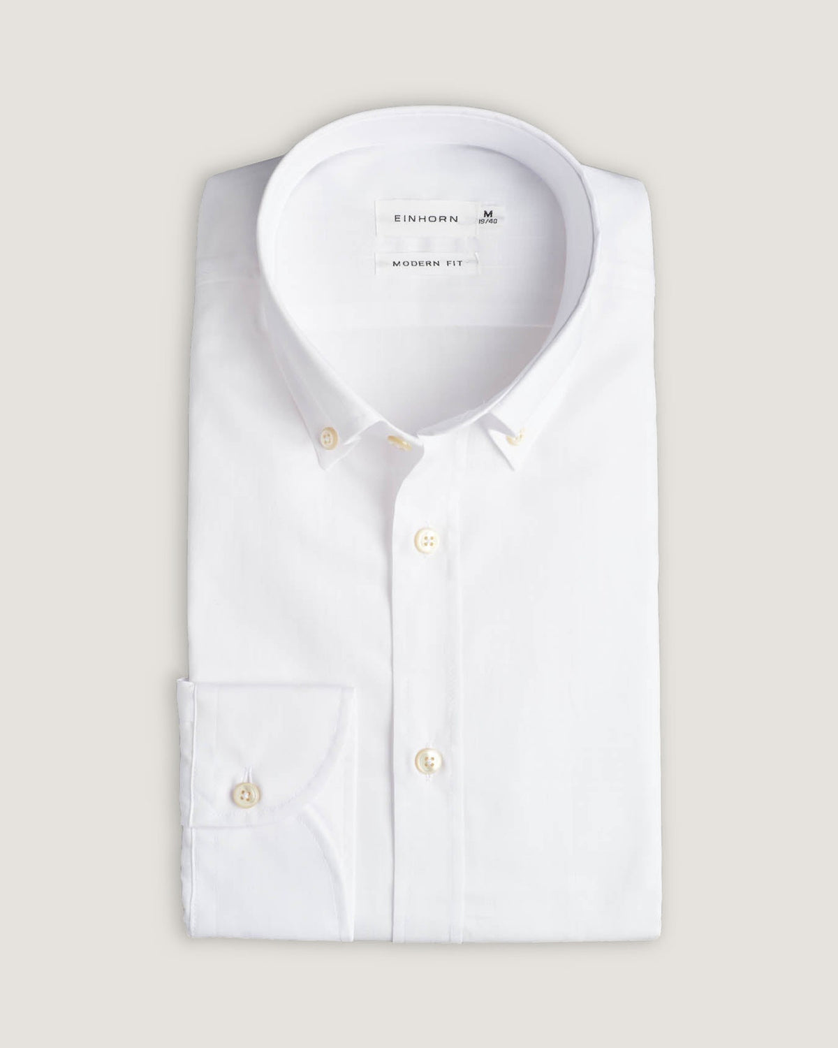 Hemd Modern Fit Button Down Gewaschen Weiss – Detailansicht
