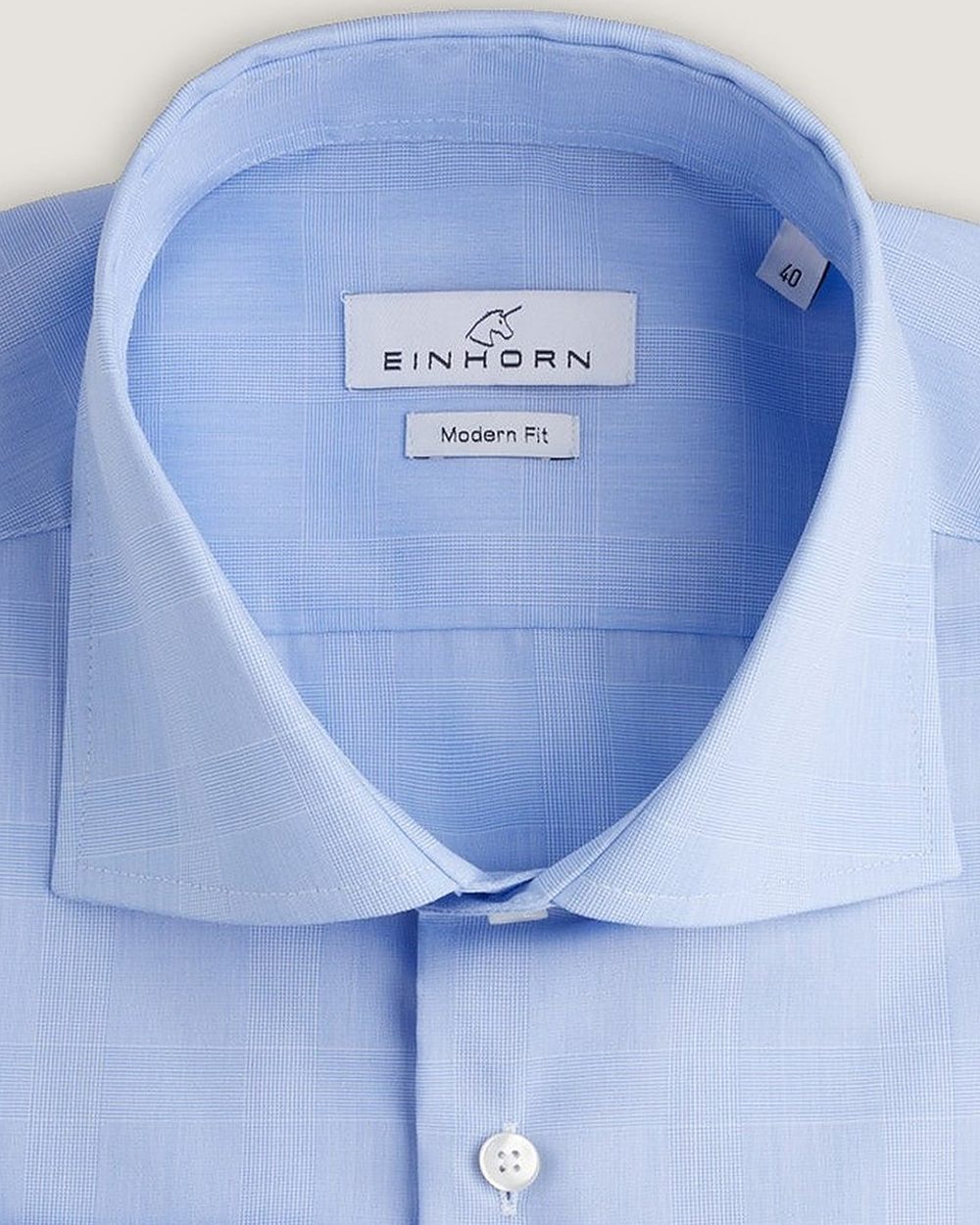 Hemd Modern Fit Non Iron Blau Kariert, Detail Kragen