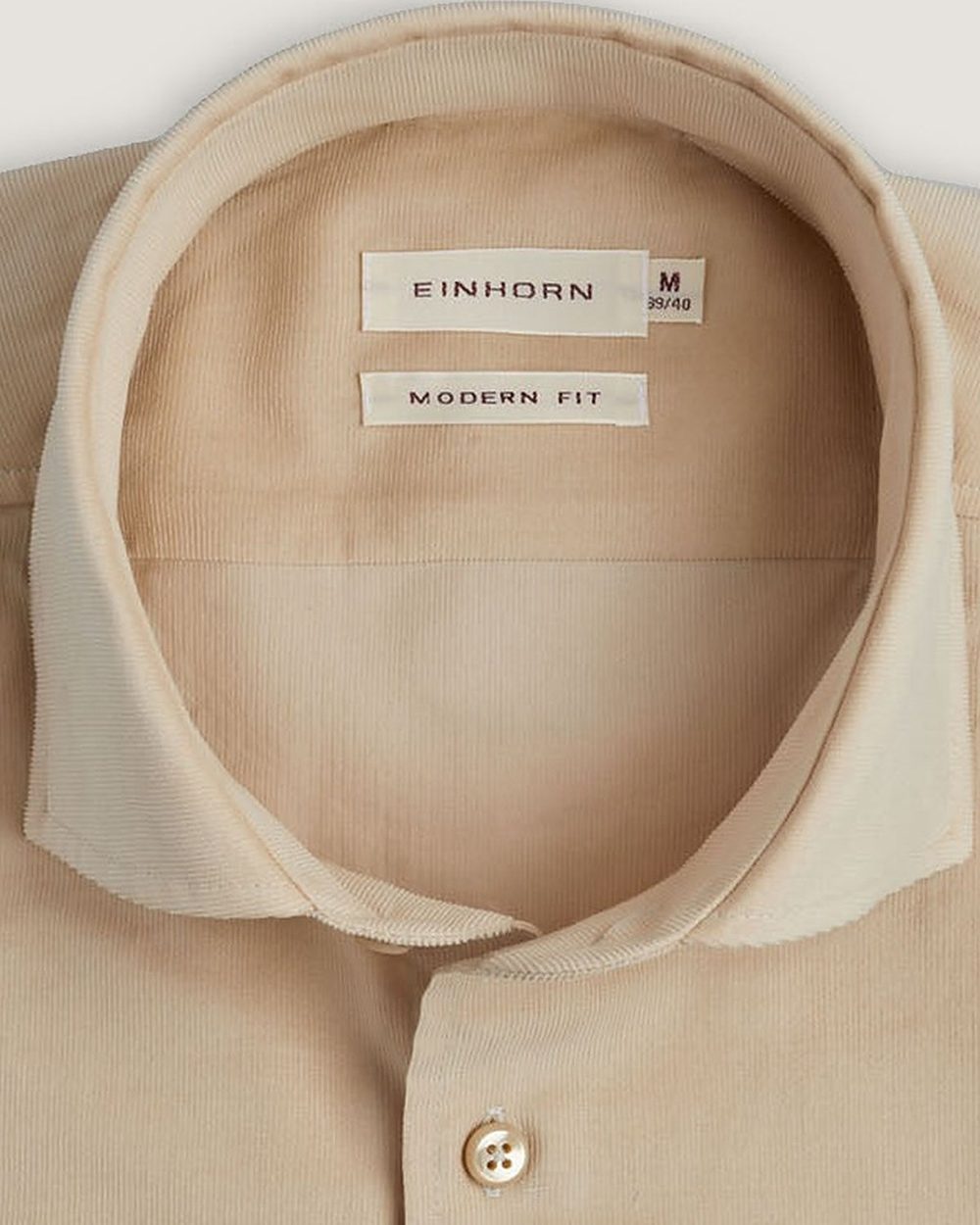Hemd Modern Fit Babycord Beige, Detail Kragen