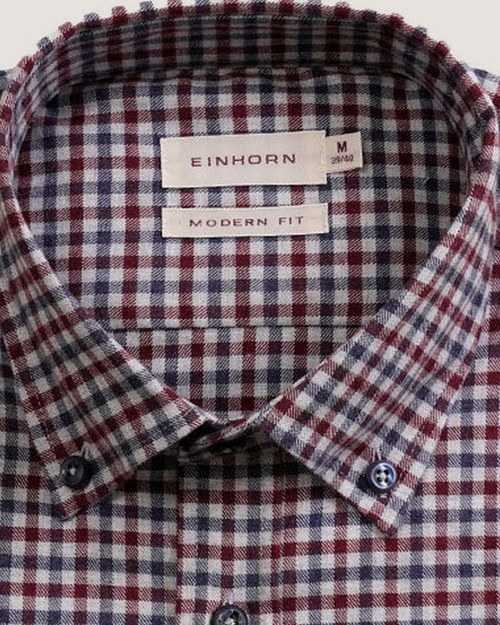Flanellhemd Modern Fit Rot Kariert, Detail Kragen