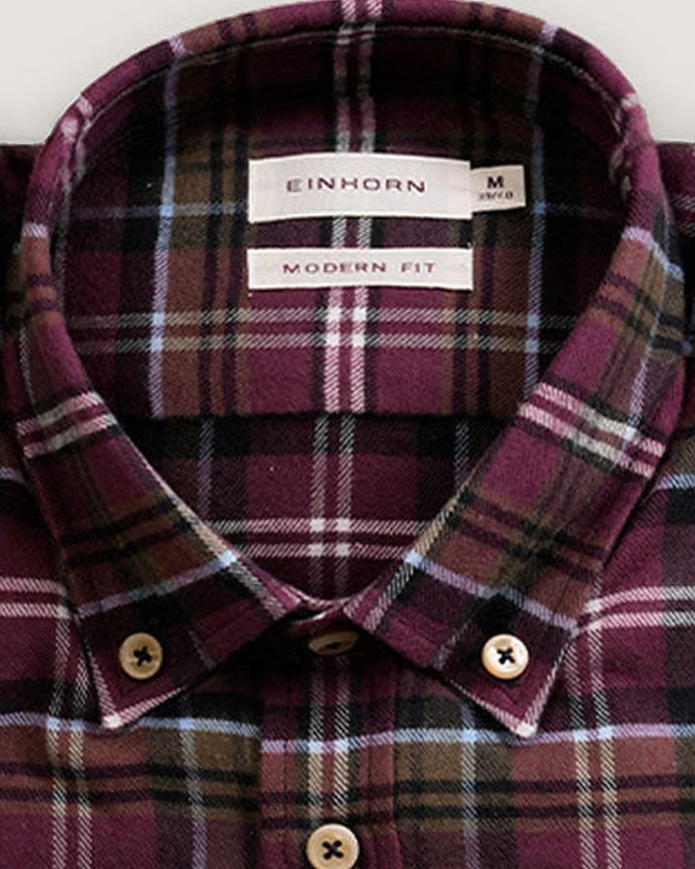 Flanellhemd Modern Fit Rot Kariert mit Kontrastbesatz, Detail Kragen