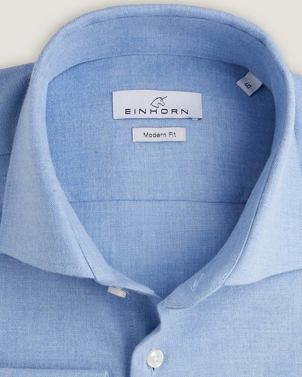Flanellhemd Modern Fit Blau, Detail Kragen