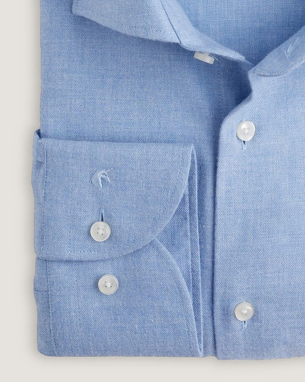 Flanellhemd Modern Fit Blau, Detail Manschette und Stoff