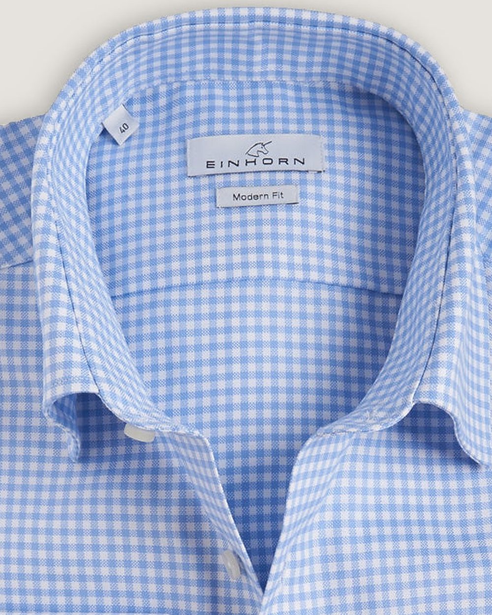 Hemd Modern Fit Easy Iron Blau Kariert, Detail Kragen