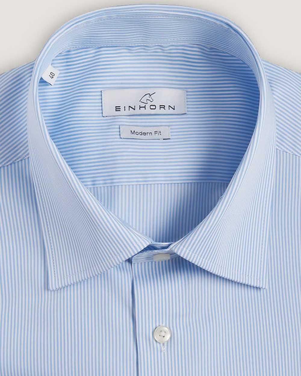 Hemd Modern Fit Easy Iron Blau Gestreift, Detail Kragen