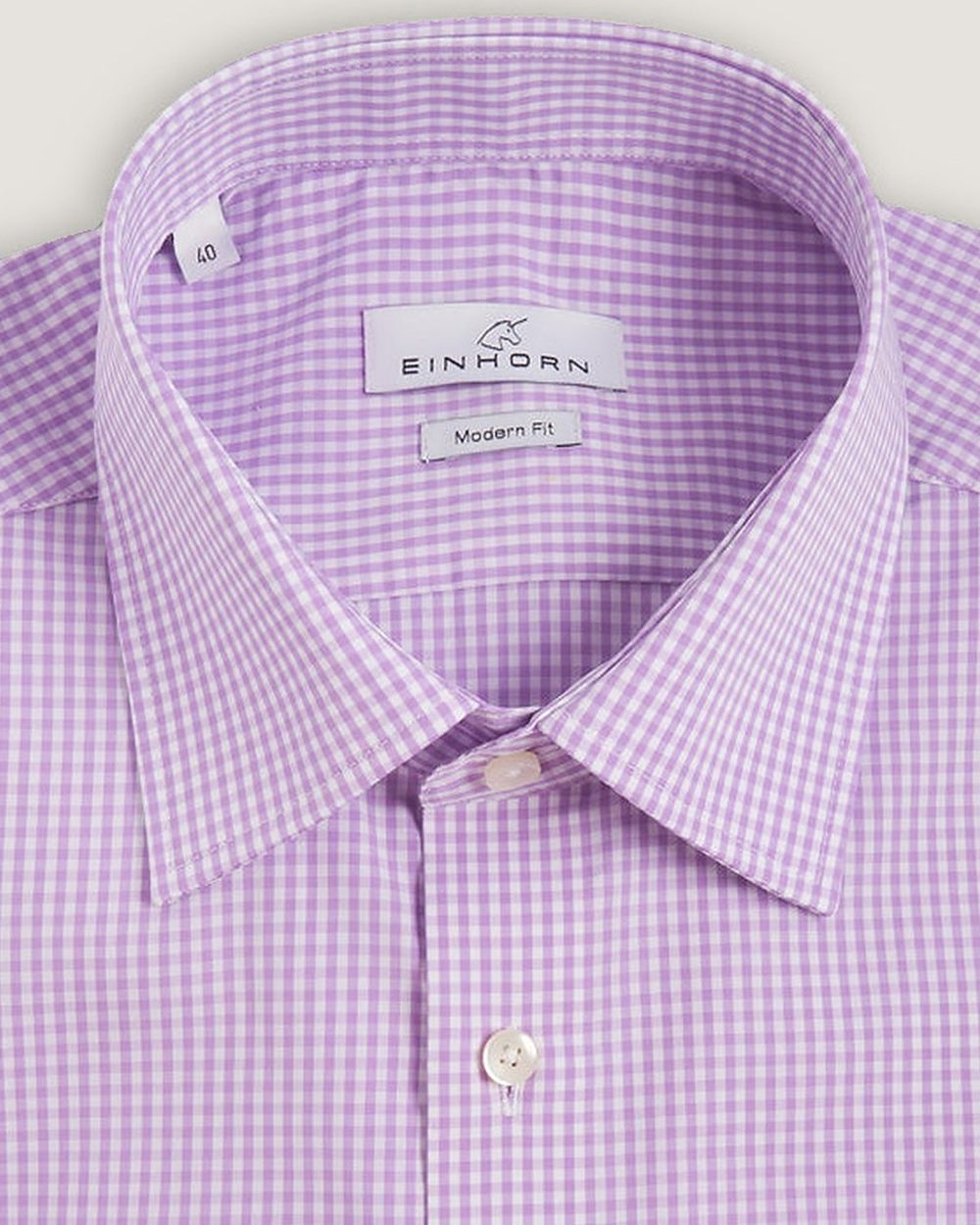 Hemd Modern Fit Easy Iron Lila Kariert, Detail Kragen