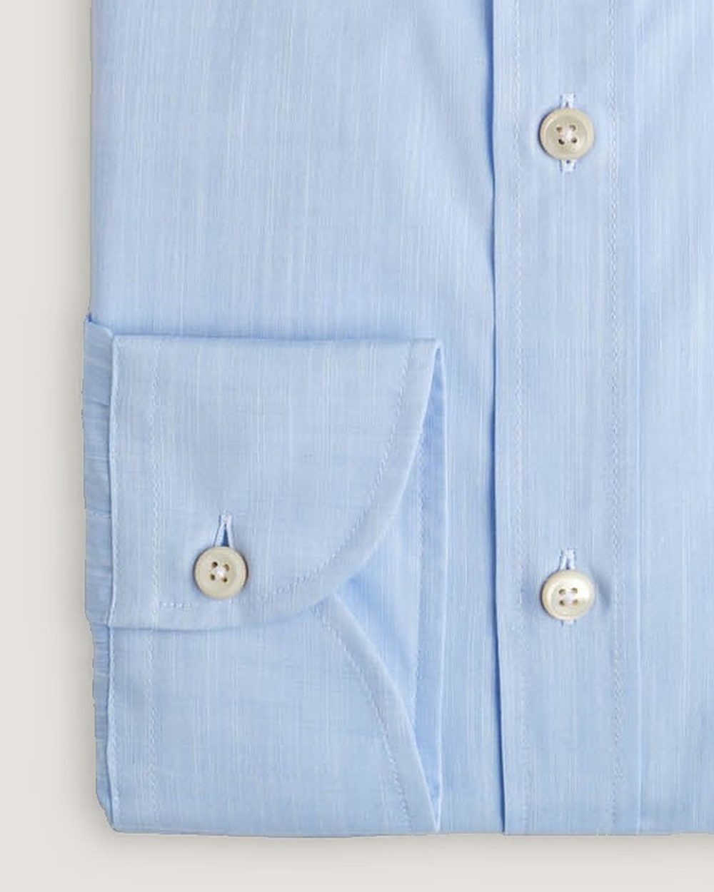 Hemd Modern Fit Button Down Gewaschen Blau, Detail Manschette und Stoff