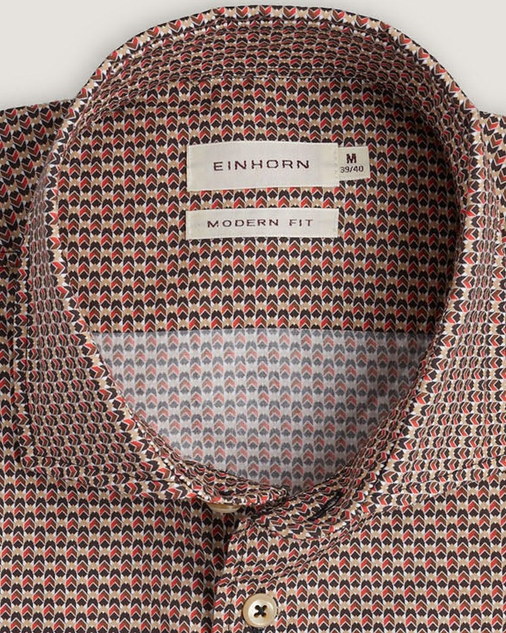 Hemd Modern Fit Grafikprint Beige, Detail Kragen