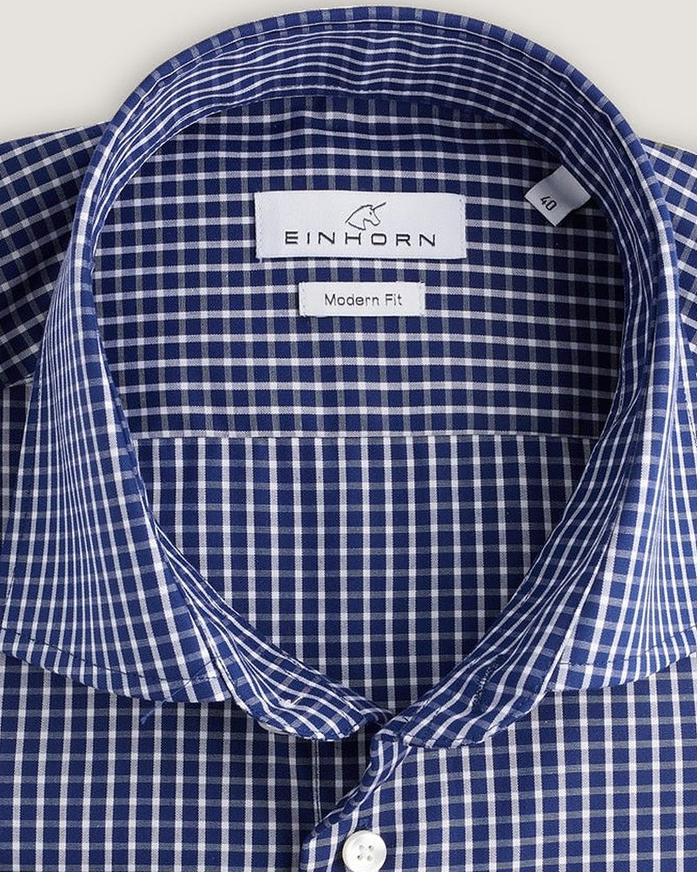 Hemd Modern Fit Non Iron Navy Kariert, Detail Kragen