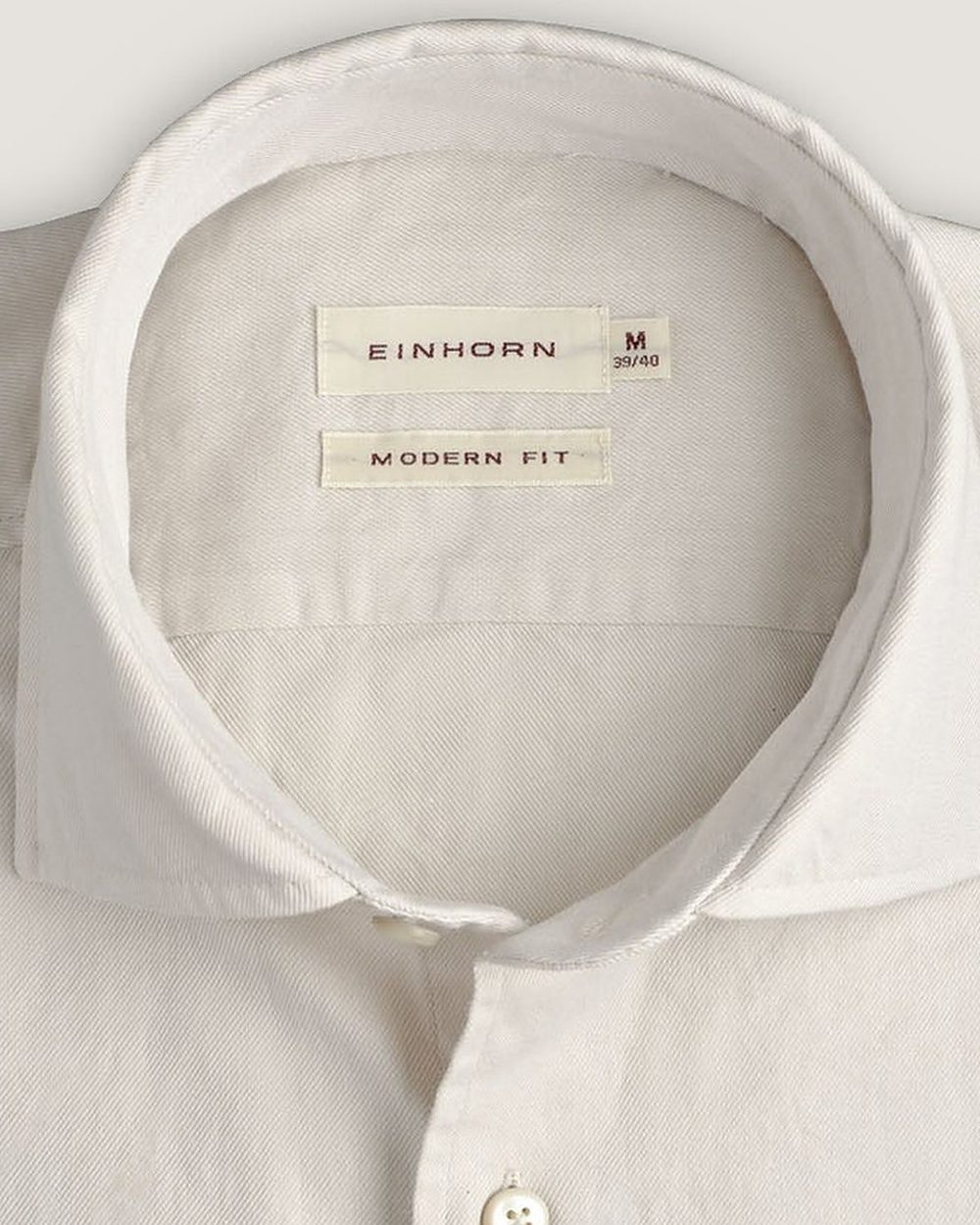Hemd Modern Fit Gewaschen Off-White, Detail Kragen