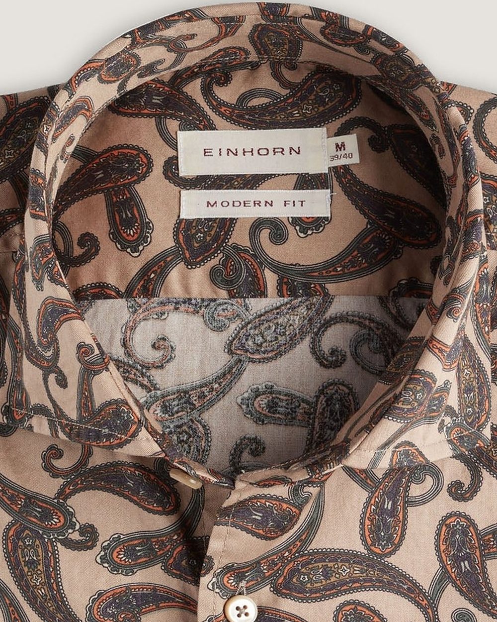 Hemd Modern Fit Paisley Beige, Detail Kragen
